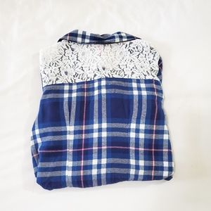 Long sleeve flannel shirt with lace back